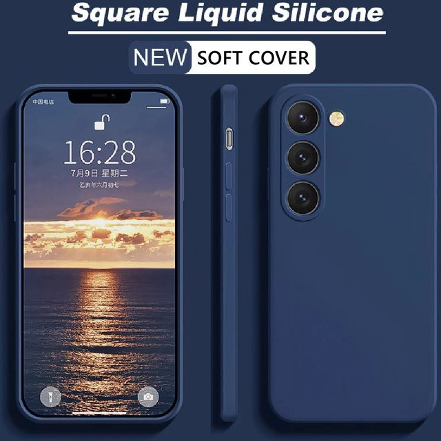 Quadratische Silikon-Handyhülle Soft Cover für Samsung Galaxy S26 Ultra S25 FE S24 S23 Plus A17 A56 A36 A16 A55 A35 A15 A54 A34 A14 in Rot und Blau - Bild 1
