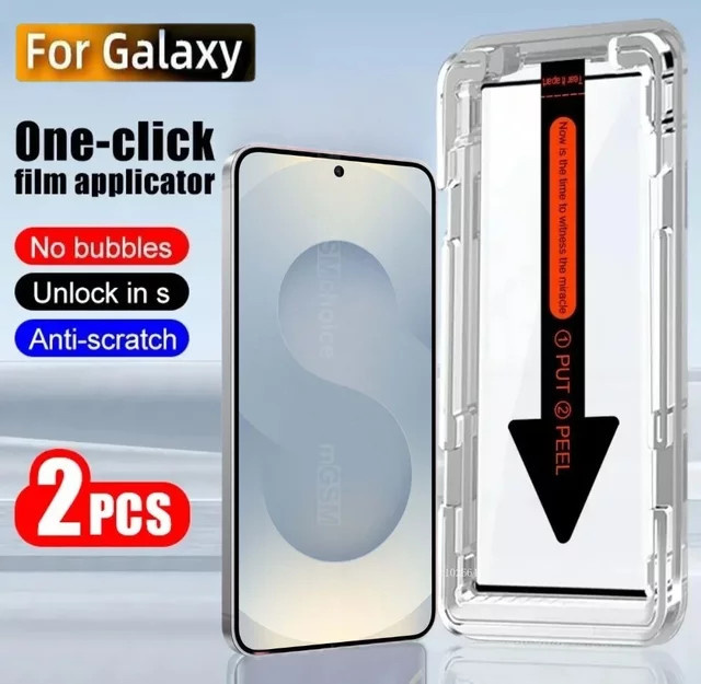 2 Stück DIXSG Displayschutzfolien aus gehärtetem Glas für Samsung Galaxy S25 S24 S23 Ultra S22 Plus S21 S24 FE mit One Click Install, transparent - Bild 1
