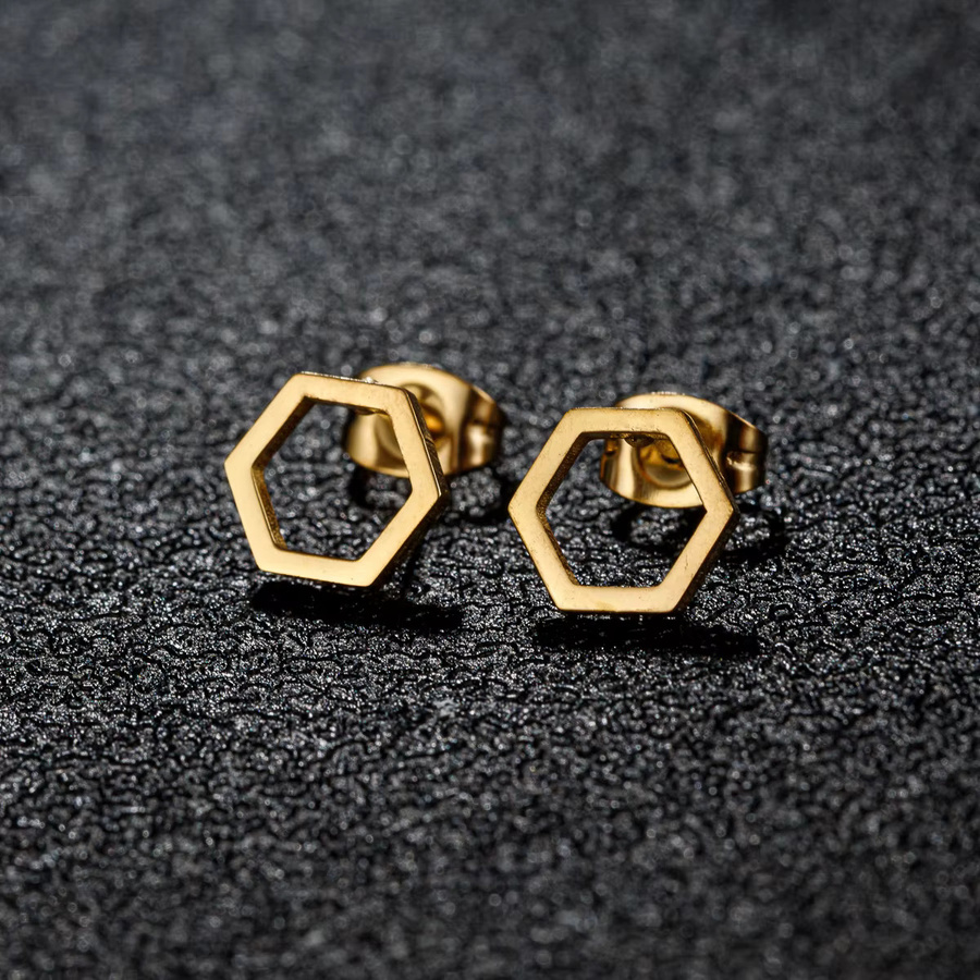 oly2u Ohrstecker Edelstahl, Gold, Damen, Kreuz, geometrische Form - Bild 2