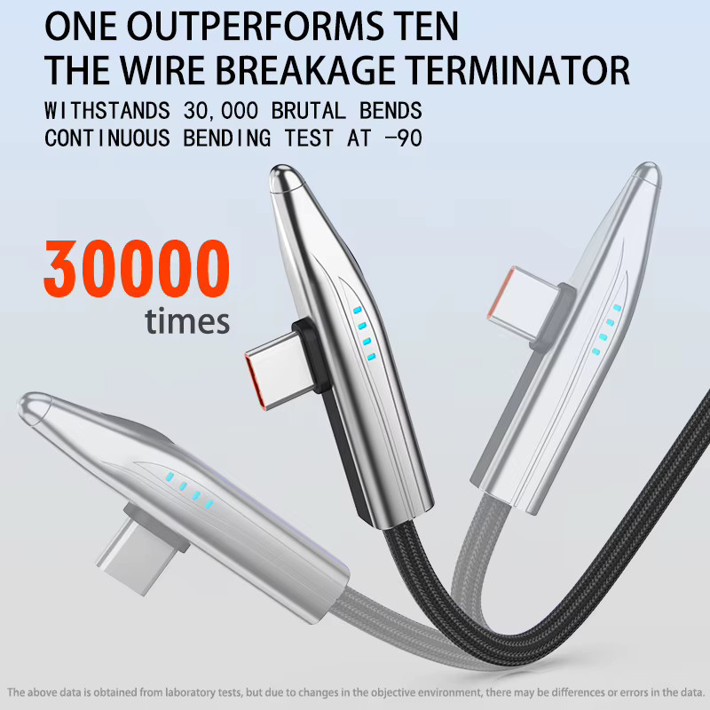 NNBILI Hochgeschwindigkeits-Train LED Schnelllade-Datenkabel USB-A auf USB-C in Silber für Huawei und OPPO - Bild 6