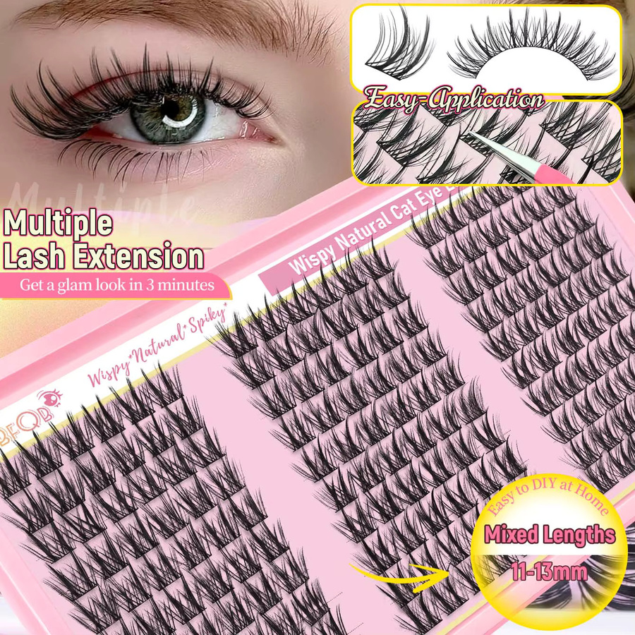 Wimpernset mit Wimpernbüscheln, 180-teilig, natürlich, Unisex - Bild 2