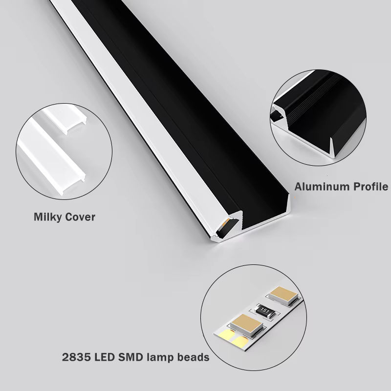 FÜHRTE LED Aluminium Profil Schiene mit Bewegungssensor für Schränke und Garderoben in Silber, 45 Grad Schräge - Bild 5