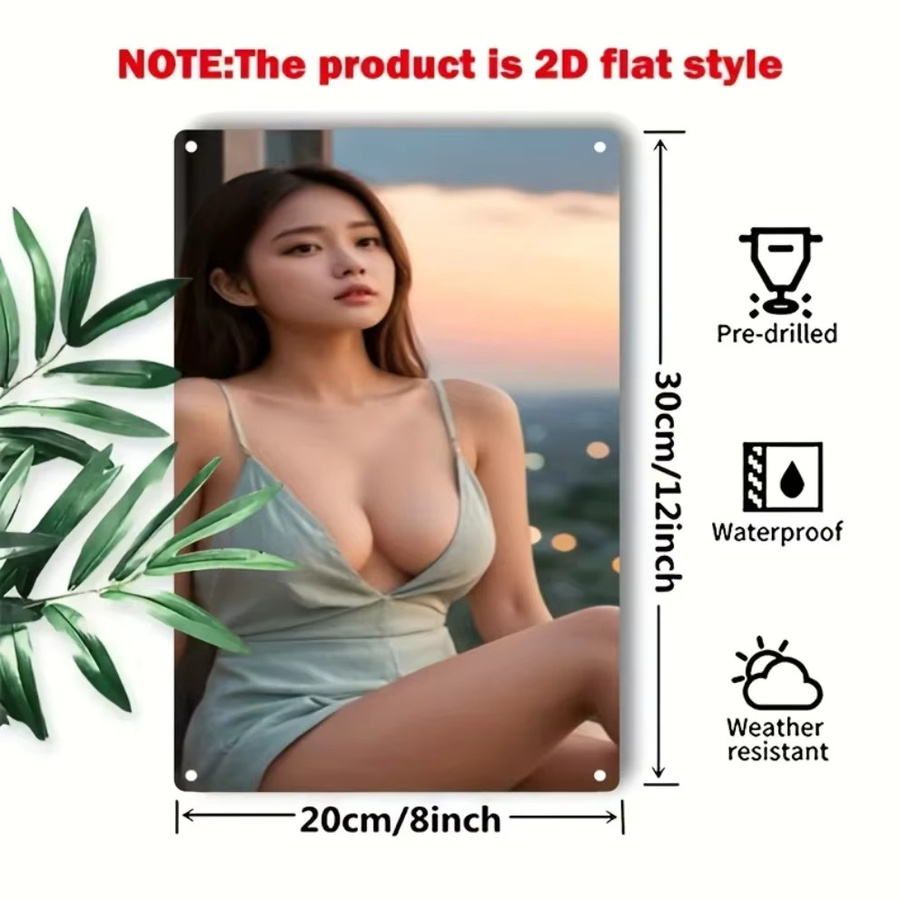 Retro Metallschild CIFBUY mit Koreanischem Anime-Mädchen für Wanddekoration in Café und Zuhause, Höhe: 30,0 cm, Breite: 20,0 cm - Bild 3