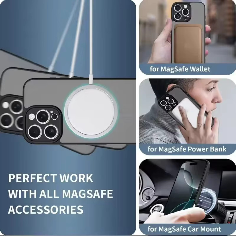 Matte magnetische Handyhülle für Apple iPhone kompatibel mit MagSafe, Hart-PC Rückseite, Schwarz und Grün - Bild 2