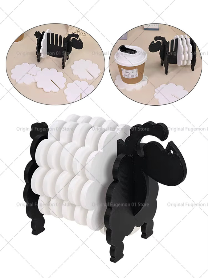 5er Set Blumenform Untersetzer mit Tassenhalter in Weiß aus Kunststoff für Home Office und Tischdekoration - Bild 5