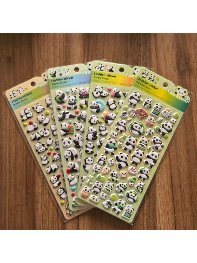 4 Packungen wasserfeste 3D-Panda-Aufkleber von AnimeWorlds Store in Multicolour für Laptops und Bastelprojekte - Bild 2