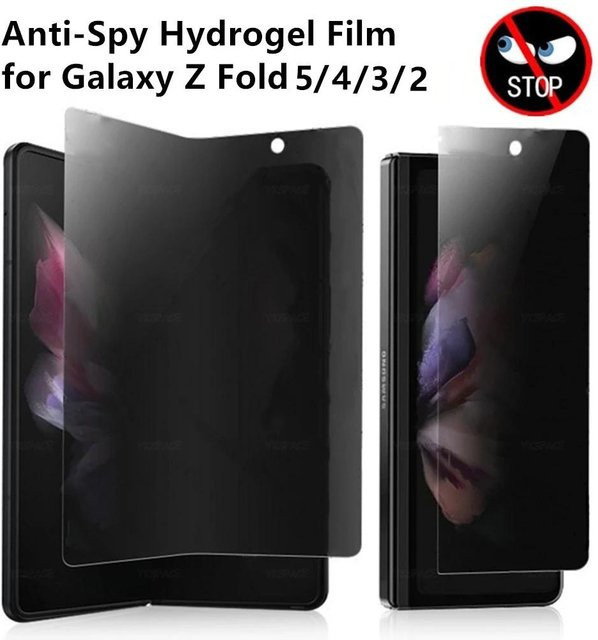 2 Stück Samsung Galaxy Z Fold 5, Z Fold 4 und Z Fold 2 Anti-Peep Hydrogel-Schutzfolie mit Sichtschutz, transparent - Bild 1