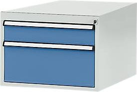 Manuflex Gehäuse-Unterbau PROFI mit 2 Schubfächern für Werkbanktiefe 700 mm, grau/blau - Bild 2