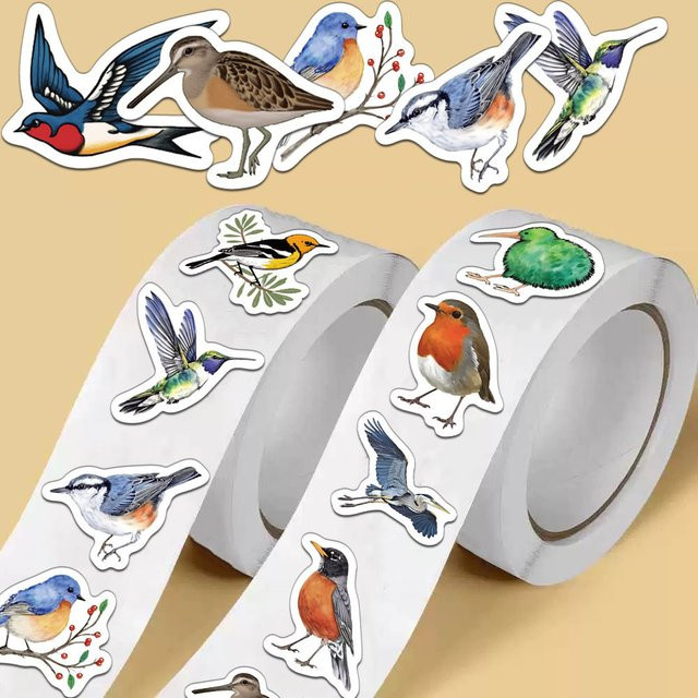 500 Stück kreative Vogel-Aufkleber in Multicolour von BulingBulingStickers Store zur Dekoration von Notebooks, Wasserflaschen und Umschlagsiegeln - Bild 1