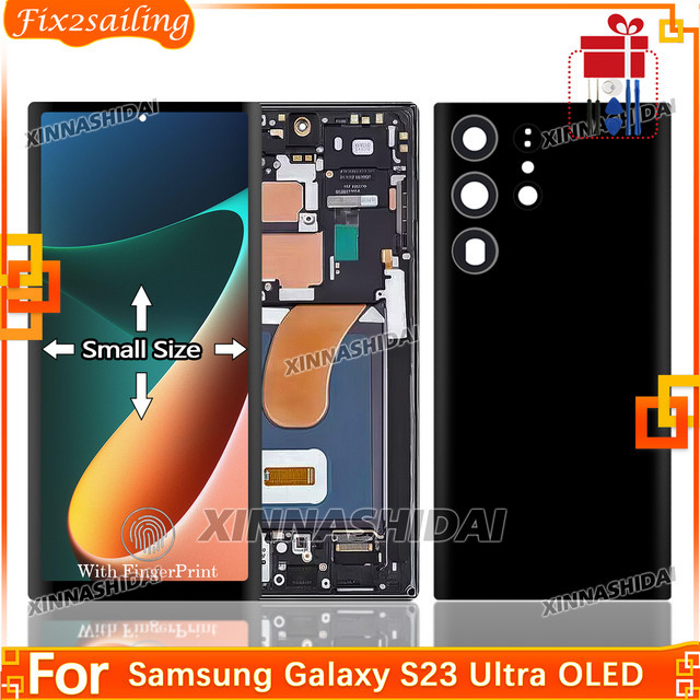 Samsung Galaxy S23 Ultra OLED-Display mit Touchscreen Digitizer als Ersatzteil in Schwarz und Grün - Bild 1