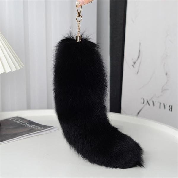 YIRAN Anhänger Plüschfuchs-Schwanz, gray, Unisex - Bild 1