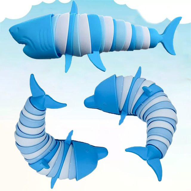 Bandai 3D-Artikulierter Hai-Stresskiller, Meerestiere, Blau - Bild 1