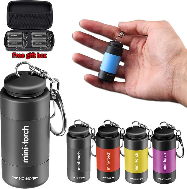 KDULIT Mini-Schlüsselanhänger-Lampe mit LED und USB-Wiederaufladung, wasserdichte multifunktionale Taschenlampe für Outdoor, Wandern und Camping - Bild 1