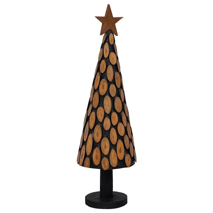 vidaXL Weihnachtsbaum aus Massivholz Teak in Braun mit Ständer, Höhe: 150 cm - Bild 2