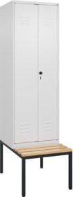 C+P PSA Doppel-Spind Classic PLUS Sitzbank mit 2 Abteilen, Buche-Hartholz und Sicherheits-Drehriegel, B/T/H: 212,0 x 60,0 x 81,5 cm - Bild 1
