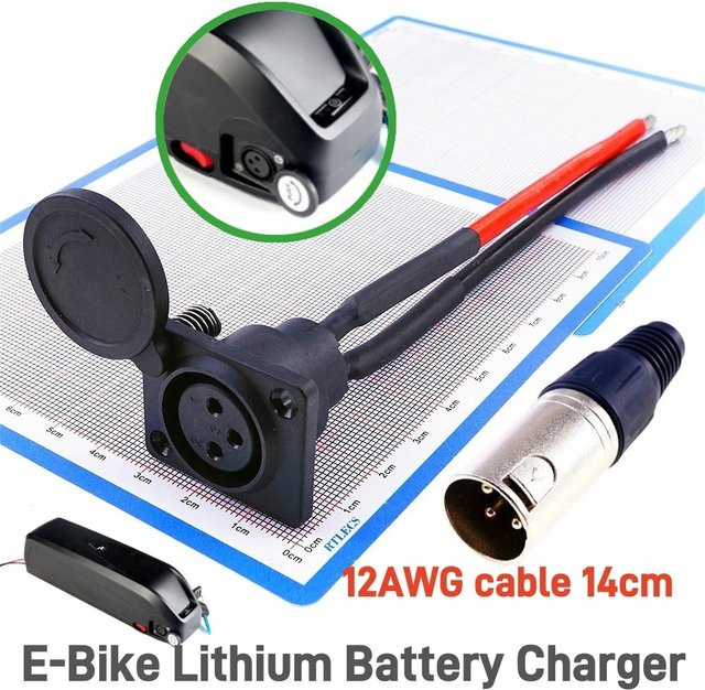 RTLECS 3Pin XLR Inline Stecker Adapter für Lithium-Batterie Ladegeräte von E-Rollstühlen, Elektrischen Rollern und E-Bikes in Schwarz - Bild 1