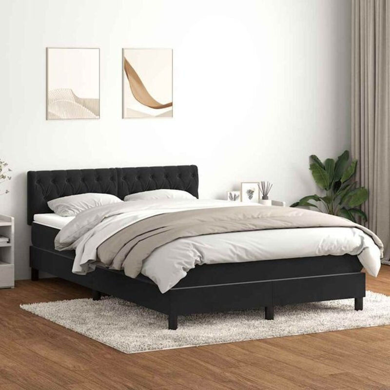 vidaxl Boxspringbett mit Matratze in Schwarz aus Samt, B/T/H: 160 x 210 x 78 cm - Bild 1