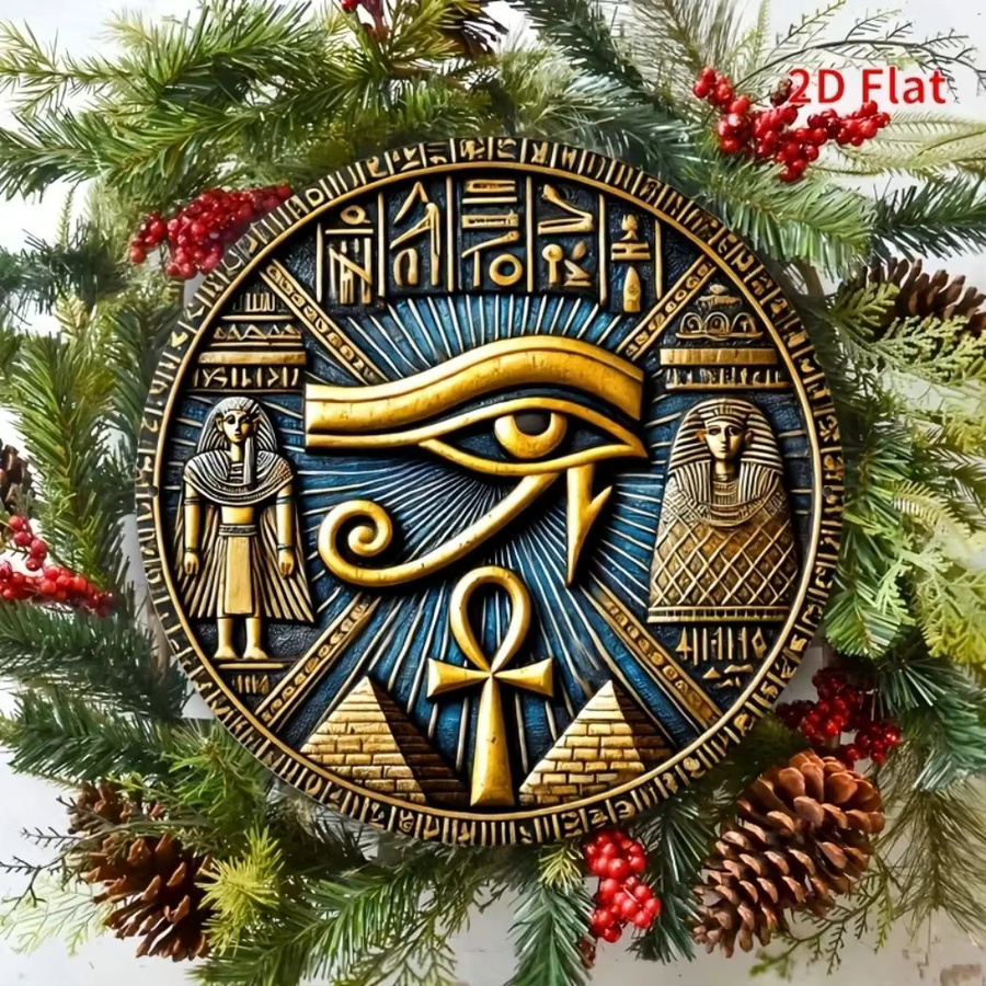Ägyptisches Totem Eisen Wandkunst Auge des Horus Anubis Ra in Gold-Blau von Potdemiel - Bild 4
