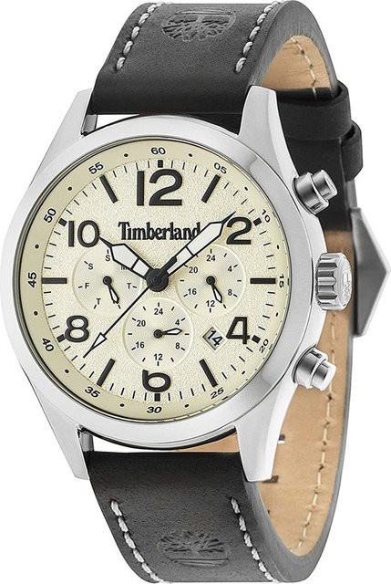 Timberland Herrenuhr, Quarz, Edelstahl, Leder, Beige, 45 mm - Bild 1