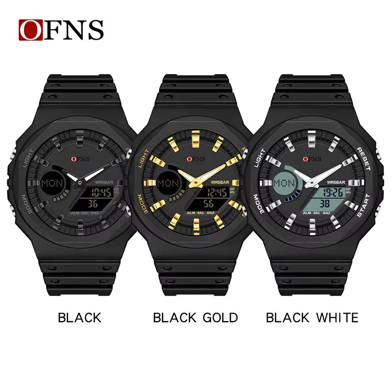 Ofns Digitaluhr, Kunststoff, Edelstahl, Schwarz, Herren - Bild 4