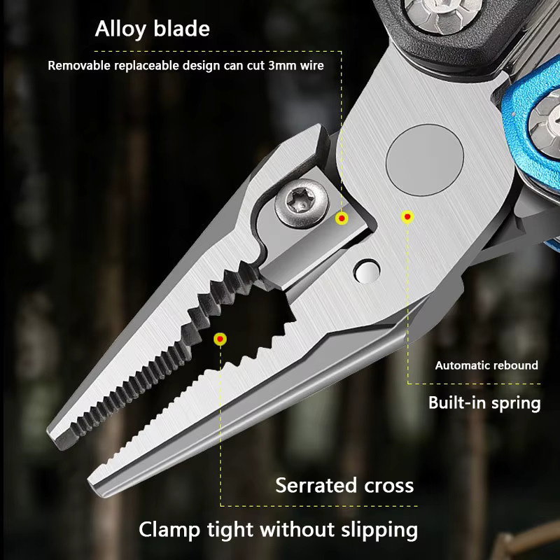 Multifunktionaler Ram Horn Hammer aus Edelstahl mit Nagelhammer und Zange in Blau für Outdoor und Camping - Bild 4