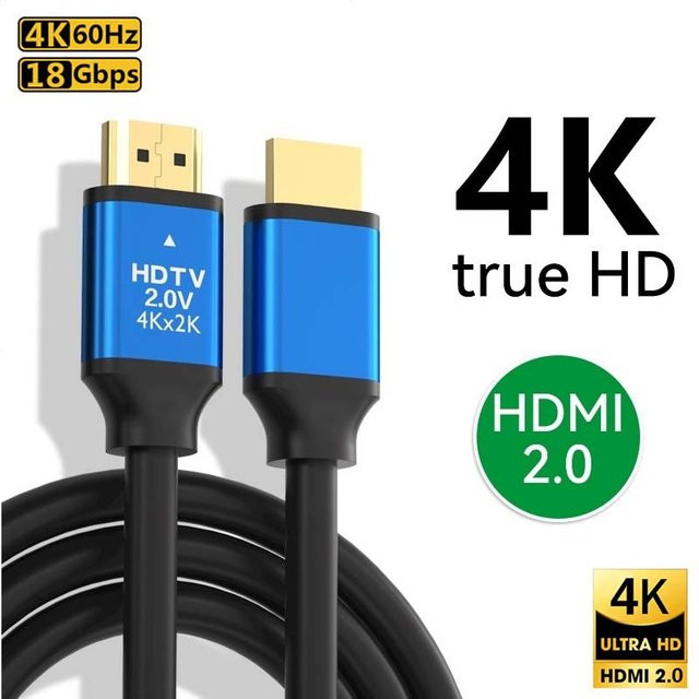 FDBOY Ultra High Speed HDMI 2.0 Kabel mit 18Gbps für 4K 60Hz und HDR zur Verbindung von PC, Monitor, Projektor und Spielekonsolen - Bild 1