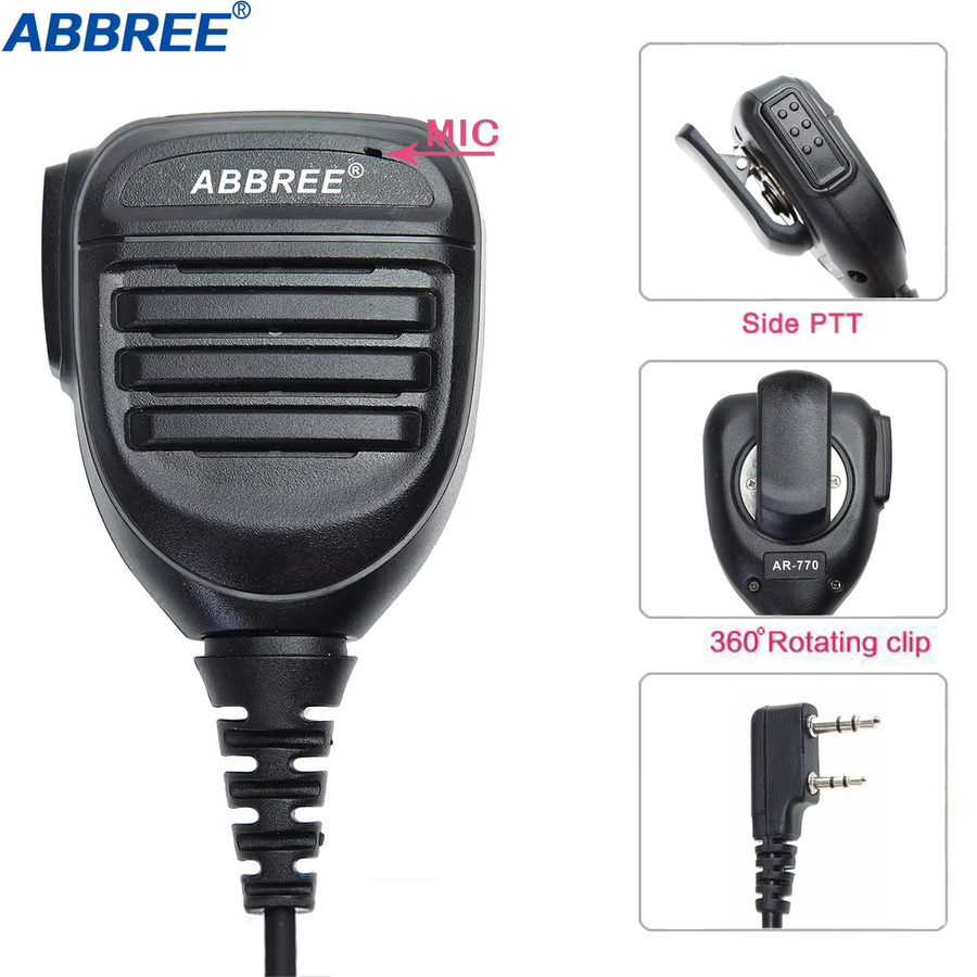 ABBREE Walkie Talkie Lautsprecher Mikrofon Wasserdicht PTT Mic in Schwarz für UV-5R UV-16 UV-13 UV-21 UV17 QuanSheng UV-K5 UV-K6 - Bild 3
