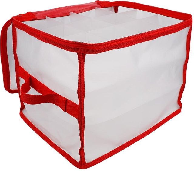 TOMTOP JMS Weihnachtsaufbewahrungstasche aus transparentem Mesh-Gewebe, zusammenfaltbare Aufbewahrungsbox mit Griffen, Farbe: Weiß - Bild 1