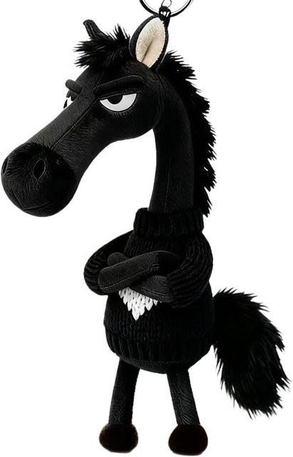 Schlüsselanhänger Pferde-Plüsch, Schwarz, Unisex - Bild 1