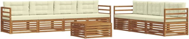 vidaXL Outdoor-Sofagarnitur 8-teilig aus Akazienholz mit Kissen in Natur und Creme - Bild 1