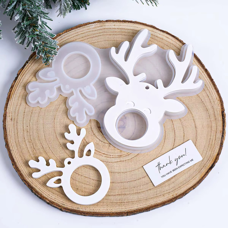 Silikonform für DIY Weihnachtsbaum-Dekoration mit Elch-Motiv von UDOCOOL für Harz und Gips - Bild 2