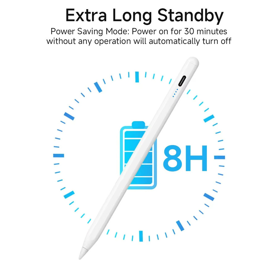 Stylus-Stift für Apple iPad 2018-2026, kompatibel mit iPad Pro, Air und Mini, inklusive Handballenerkennung und Leistungsanzeige, ohne Bluetooth - Bild 4