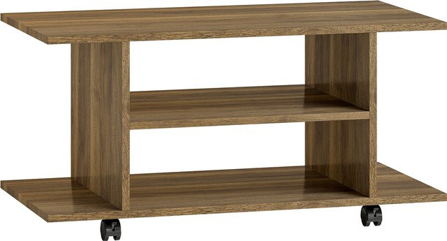 HOMCOM TV-Möbel mit Rollen in Schwarz, modernes Fernsehmöbel für Fernseher bis zu 107 cm mit offenen Regalen, Breite: 80 cm - Bild 1