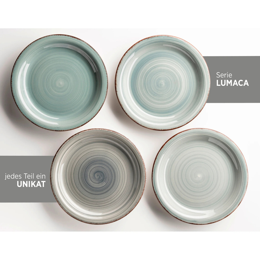 Mäser Frühstücksgeschirr Lumaca aus Steingut, 18-teiliges Set, Rauchblau - Bild 2