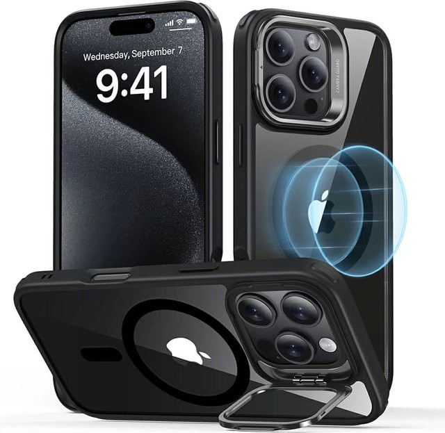 ESR MagSafe Hülle für Apple iPhone 16 Pro Classic Hybrid Kickstand Schwarz Transparent - Bild 1