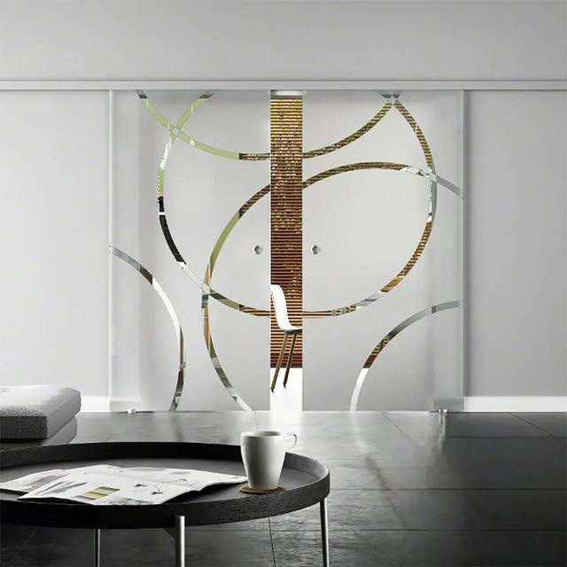 Levidor Doppelglasschiebetür Komplettset Coburg aus Aluminium in Silber mit transparentem Glas und Griffmuscheln, B/H: 90 x 217,5 cm - Bild 1