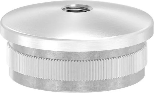 FeNau Einsteckkappe aus V2A Edelstahl in Silber für Rohr Ø 42,4 mm mit 2,0 mm Wandstärke und M8 Gewinde, leicht gewölbt - Bild 1
