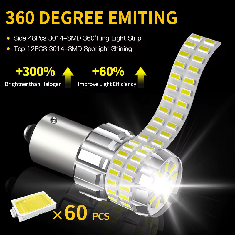 APMATAUTO 2er Set LED Auto Birnen BA15S P21W 1156 Weiß für Bremslicht Rückfahrlicht Tagfahrlicht und Nebelscheinwerfer 12V - Bild 2