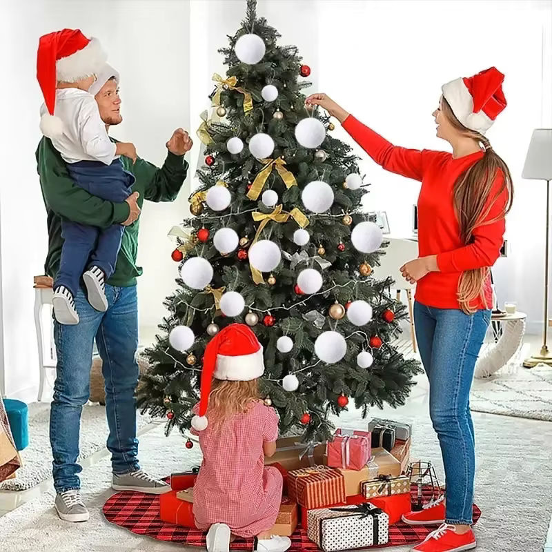 54 oder 6 Stück weiße Schaumstoff-Weihnachtskugeln als runde Hängeornamente für Weihnachtsbaum, Hochzeit, Neujahr und Home Decor - Bild 5
