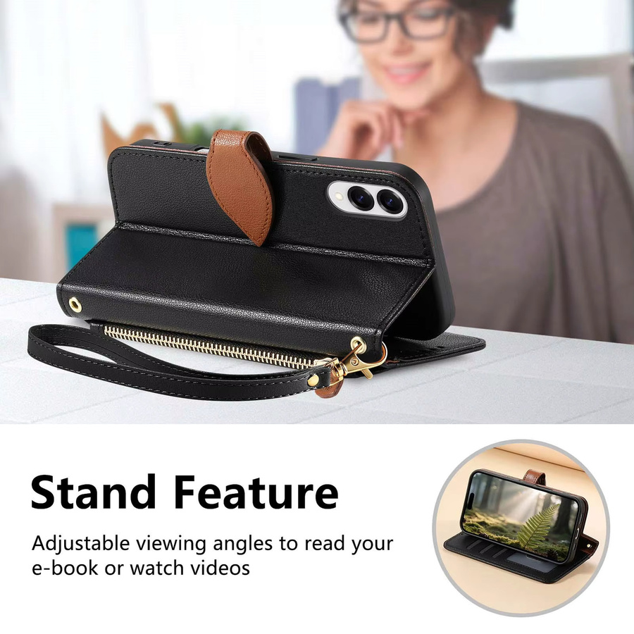 Business PU Leder Handyhülle als Flip Book Card Zipper Wallet Cover für Samsung Galaxy S25 Plus, S24, S23 Ultra, S22 5G und S25+ in Schwarz - Bild 4