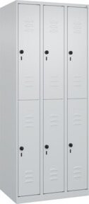 C+P Doppelstock-Spind Classic PLUS mit 3 Abteilen, Grau, H x B x T: 185 x 75 x 50 cm - Bild 1