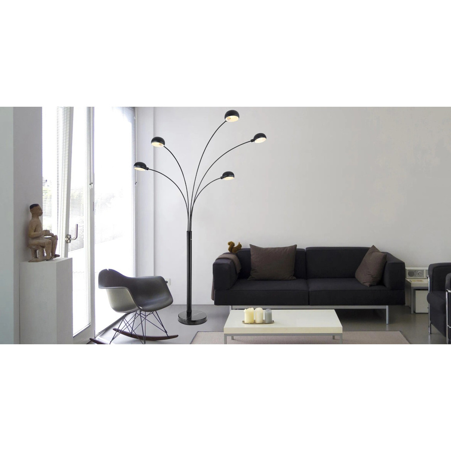 Globo Stehlampe Seymour 5-flammig Schwarz Matt B/T/H: 130 x 20 x 200 cm - Bild 2
