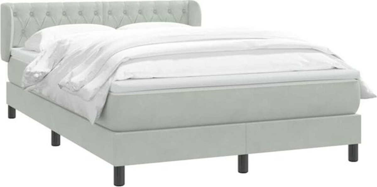 vidaxl Boxspringbett mit Matratze in Grau und Weiß aus Samt, B/T/H: 160 x 210 cm - Bild 1