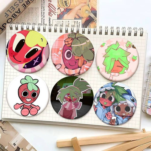 Mesuca Brosche, Emaille-Pin, Cartoon-Stil, rund - Bild 1