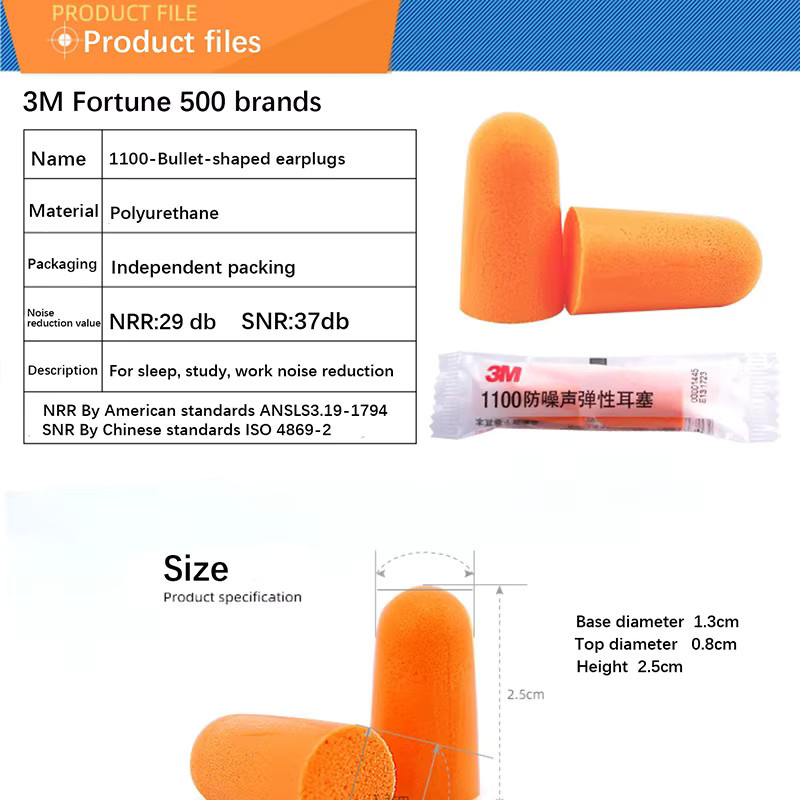 3M Ohrstöpsel Modell 1100 in Orange aus Schaumstoff für Lärmschutz und Ruhe - Bild 4