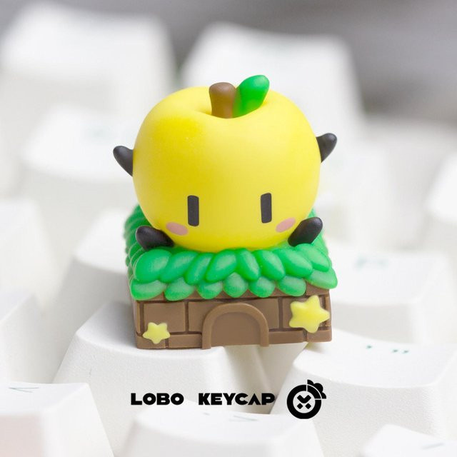 Lobo Junimo Tastenkappe für mechanische Tastaturen, handgefertigte Harz-Keycap im Stardew Valley Design, Farbe: Gelb - Bild 1