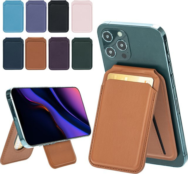 NMEGOU Magnetische faltbare Brieftasche in Blau als Kartenhalter und Standabdeckung für MagSafe kompatible iPhones - Bild 1