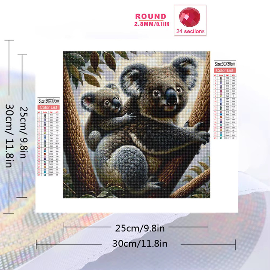 Momoart Diamond Painting Koala DIY Set mit runden Steinen in Multicolour, B/H: 20 x 20 cm - Bild 2
