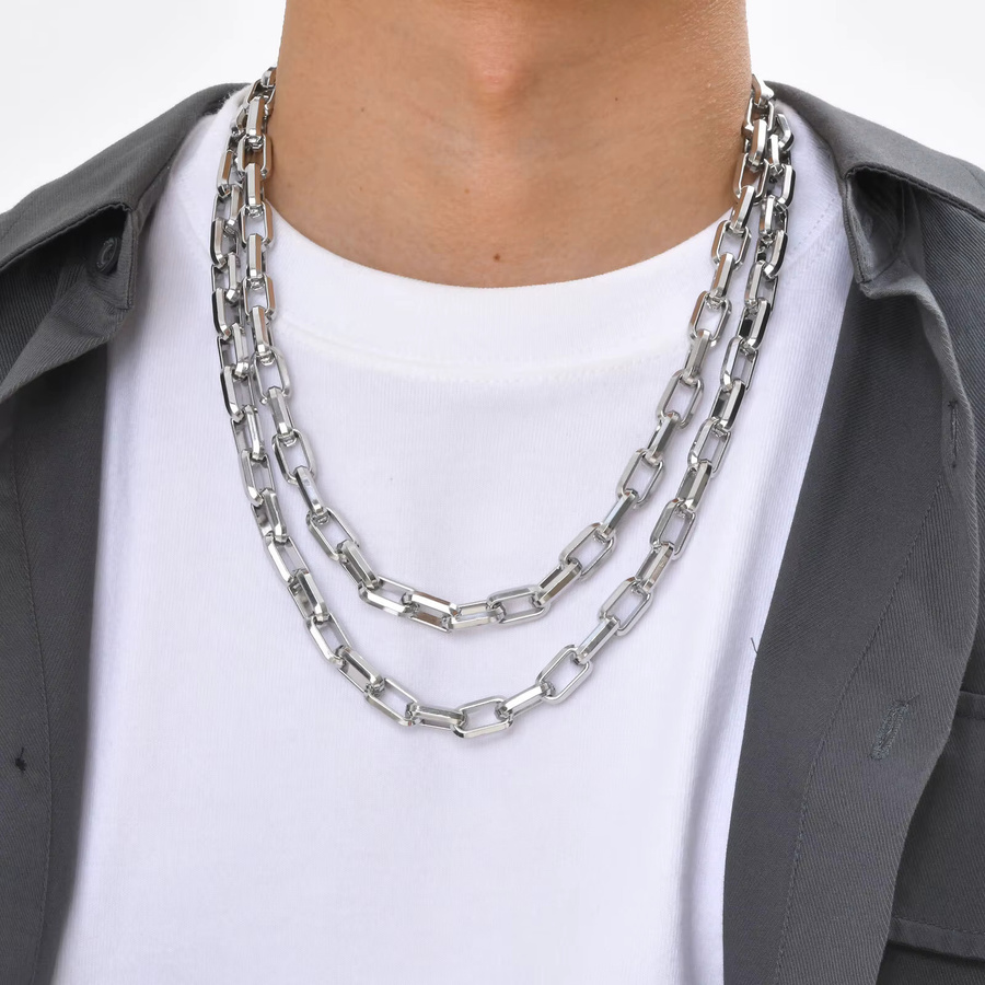 Vnox Halskette, Edelstahl, Silber, Unisex - Bild 2