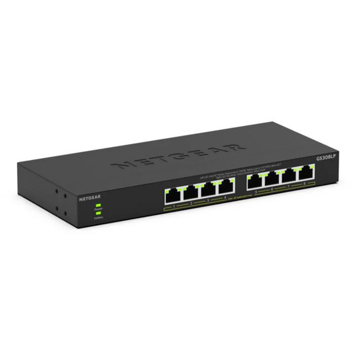 Netgear GS308LP Netzwerk Switch mit 8 Ports, 1 GBit/s, PoE-Funktion, Schwarz - Bild 1